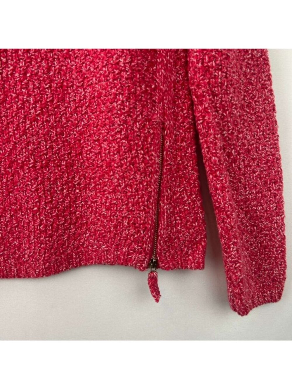 Talbots Womens Petites Sweater Hot Pink Side Zip Chunky Knit Pullover NWT - Picture 15 of 16